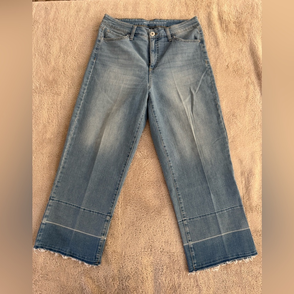 INC International Concepts Denim High Rise Wide Leg Crop Jeans  Size 8